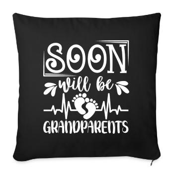 Nous serons bientôt grands-parents, nous serons grand-mère et grand-père - Housse de coussin décorative 45 x 45 cm - noir - Devant