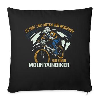 Mountainbiker und ? - Mountainbiker Mountainbike - Sofakissenbezug 45 x 45 cm - Schwarz - Vorne