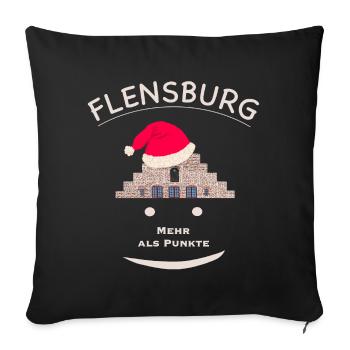 Weihnachten Flensburg, Nordertor, mehr als Punkte - Sofakissenbezug 45 x 45 cm - Schwarz - Vorne
