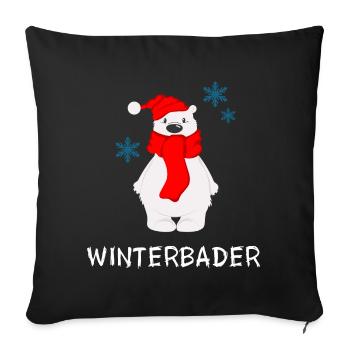 Eisbader Winterbader Polar Eisbär Winterschwimmen - Sofakissenbezug 45 x 45 cm - Schwarz - Vorne