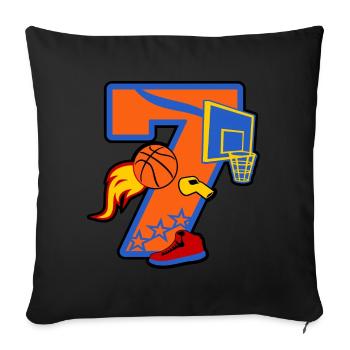 Basketball 7. Geburtstagsparty Nummer 7 - 7 Jahre - Sofakissenbezug 45 x 45 cm - Schwarz - Vorne