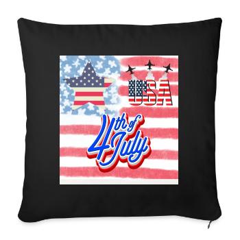 USA, étoiles et ceintures - Housse de coussin décorative 45 x 45 cm - noir - Devant
