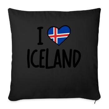 I love Iceland - Sofa pillowcase 17,3'' x 17,3'' (45 x 45 cm) - black - Front