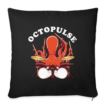 OctoPULSE | Octopus playing drums - Sofa pillowcase 17,3'' x 17,3'' (45 x 45 cm) - black - Front