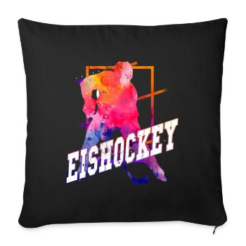 Eishockey Eishockeyspieler Spieler Vintage Retro - Sofakissenbezug 45 x 45 cm - Schwarz - Vorne