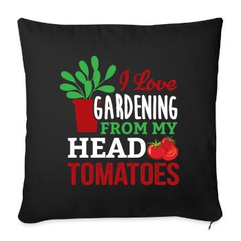 Gardener in the garden Hobby gardener cares for plants - Sofa pillowcase 17,3'' x 17,3'' (45 x 45 cm) - black - Front
