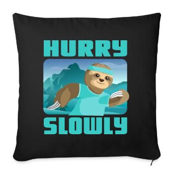 Hurry Slowly Faultier Wandern Türkis Natur Outdoor - Sofakissenbezug 45 x 45 cm - Schwarz - Vorne