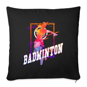 Badminton Badminton Sport Player Vintage Retro - Sofa pillowcase 17,3'' x 17,3'' (45 x 45 cm) - black - Front