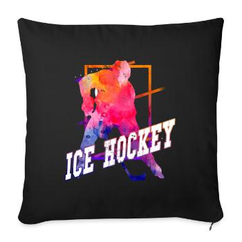 Eishockey Eishockeyspieler Spieler Vintage Retro - Sofakissenbezug 45 x 45 cm - Schwarz - Vorne