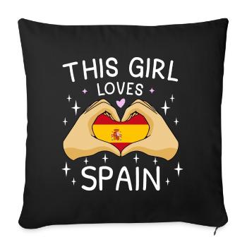 Spain Flag Heart Spanish Flag Love - Sofa pillowcase 17,3'' x 17,3'' (45 x 45 cm) - black - Front