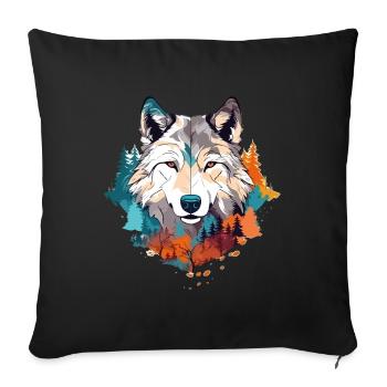 Loup Tête de Loup Prédateur Nature Colorée Nature Nature Nature Art - Housse de coussin décorative 45 x 45 cm - noir - Devant
