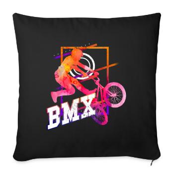 BMX Bike Biker Stunt Trick Freestyle Sport - Sofa pillowcase 17,3'' x 17,3'' (45 x 45 cm) - black - Front