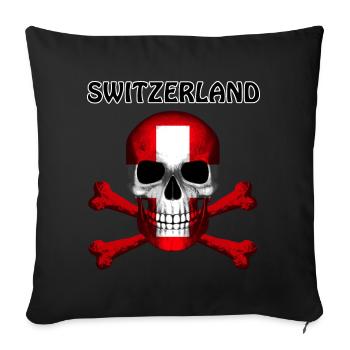 Crâne Jolly Roger Pirate Flag Suisse R6Z - Housse de coussin décorative 45 x 45 cm - noir - Devant