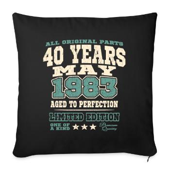 Aged to perfection may 1983 - 40 years old - Sofa pillowcase 17,3'' x 17,3'' (45 x 45 cm) - black - Front
