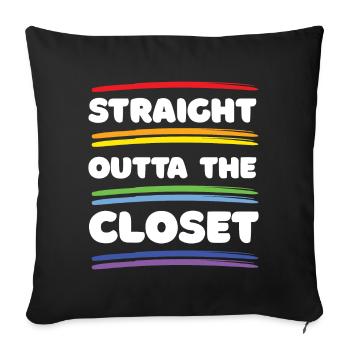 Pride Month – Straight Outta The Closet - Sofa pillowcase 17,3'' x 17,3'' (45 x 45 cm) - black - Front