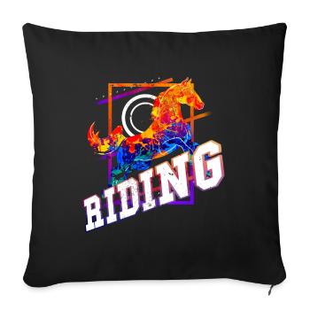Riding Rider Horse Jumping Sport Colorful Vintage - Sofa pillowcase 17,3'' x 17,3'' (45 x 45 cm) - black - Front