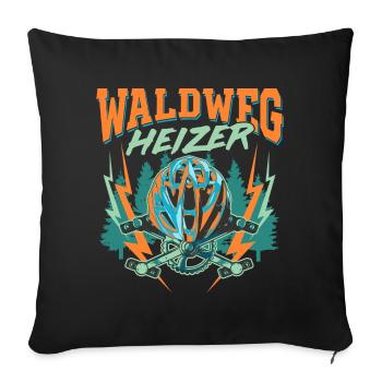 Waldweg Heizer Mountainbike Mountainbiker Geschenk - Sofakissenbezug 45 x 45 cm - Schwarz - Vorne