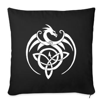 Dragon blanc et symbole celte - Housse de coussin décorative 45 x 45 cm - noir - Devant