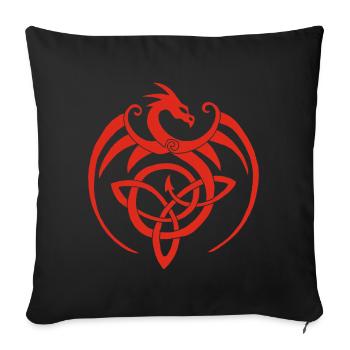 Dragon rouge et symbole celte - Housse de coussin décorative 45 x 45 cm - noir - Devant
