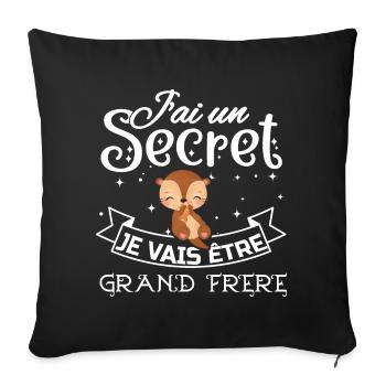 Annonce Bébé Secret Futur Grande Frère Body Unique - Housse de coussin décorative 45 x 45 cm - noir - Devant