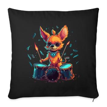 Chihuahua Drummer Music Animal Drums Dogs - Sofa pillowcase 17,3'' x 17,3'' (45 x 45 cm) - black - Front