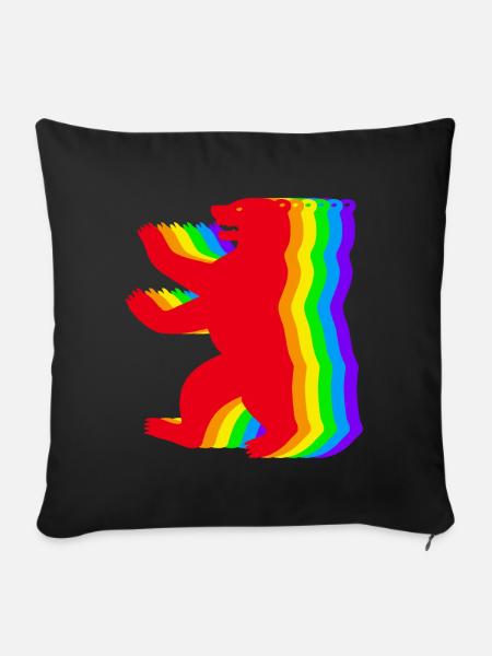 Berliner Regenbogen Bären - Sofakissenbezug 45 x 45 cm - Schwarz