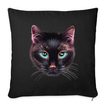 Black Cat not happy with blue eyes - Sofa pillowcase 17,3'' x 17,3'' (45 x 45 cm) - black - Front