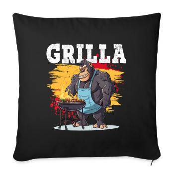 Grilling Grilla Griller Gorilla BBQ Saying Funny - Sofa pillowcase 17,3'' x 17,3'' (45 x 45 cm) - black - Front