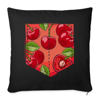 Fruits d’été Cadeau Sac Coffre Cerises - Housse de coussin décorative 45 x 45 cm - noir - Devant