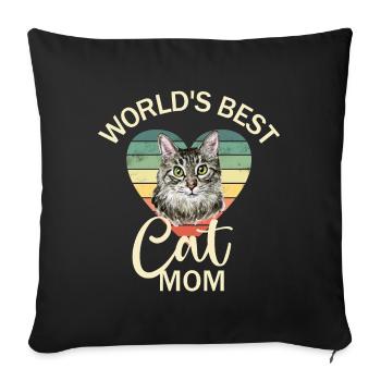 Cat Cat Mom - Sofa pillowcase 17,3'' x 17,3'' (45 x 45 cm) - black - Front