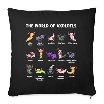 The World of Axolotl Design for Axolotl Lovers - Sofa pillowcase 17,3'' x 17,3'' (45 x 45 cm) - black - Front