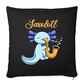 Saxolotl Pun Design for Axolotl Lovers - Sofa pillowcase 17,3'' x 17,3'' (45 x 45 cm) - black - Front