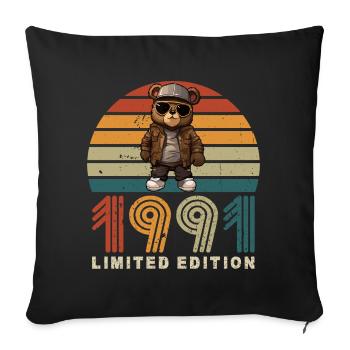 Limited Edition 1991 Year of Construction Birthday Vintage - Sofa pillowcase 17,3'' x 17,3'' (45 x 45 cm) - black - Front