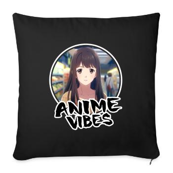 Cute Anime Girl Shopping - Anime Shirt - Sofa pillowcase 17,3'' x 17,3'' (45 x 45 cm) - black - Front
