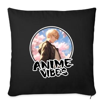 Cool Anime Boy & Cherry Blossom - Anime Shirt - Sofa pillowcase 17,3'' x 17,3'' (45 x 45 cm) - black - Front