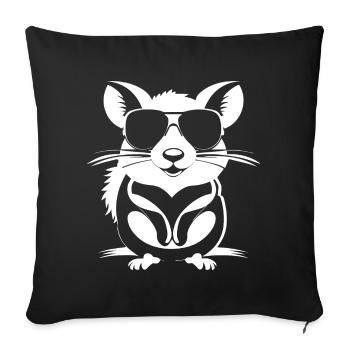 Funny Pet Rat with Sunglasses Fancy Rats - Sofa pillowcase 17,3'' x 17,3'' (45 x 45 cm) - black - Front