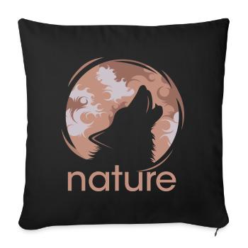 nature wolf moon icon icon illustration forest logo - Sofa pillowcase 17,3'' x 17,3'' (45 x 45 cm) - black - Front