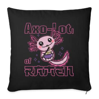 Axolotl eating ramen - Sofa pillowcase 17,3'' x 17,3'' (45 x 45 cm) - black - Front
