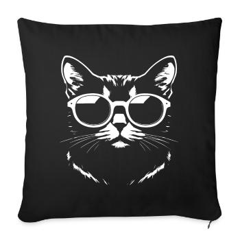 Lustige Katze mit Sonnenbrille Kätzchen Sonnenbrille Katzen - Sofakissenbezug 45 x 45 cm - Schwarz - Vorne