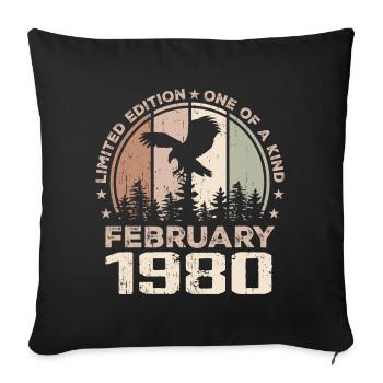 Unvergleichlich seit Februar 1980, 44. Jahrestag - Sofakissenbezug 45 x 45 cm - Schwarz - Vorne