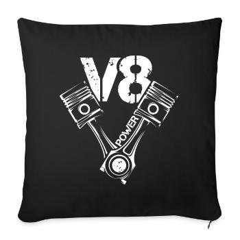 v8 power piston muscle cars logo garage big block - Sofa pillowcase 17,3'' x 17,3'' (45 x 45 cm) - black - Front