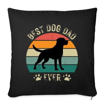Chien Chien Papa Labrador Fête des Pères Anniversaire Rétro - Housse de coussin décorative 45 x 45 cm - noir - Devant