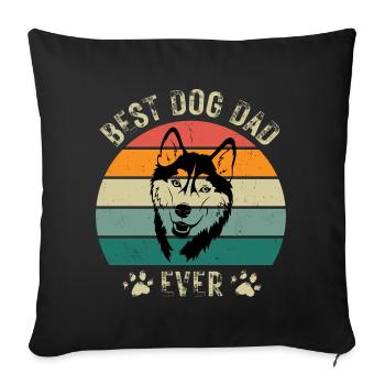 Chien Husky Chien Papa Fête des Pères Rétro Anniversaire - Housse de coussin décorative 45 x 45 cm - noir - Devant