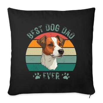 Jack Russel Terrier Chien Chiens Papa Fête des Pères Rétro - Housse de coussin décorative 45 x 45 cm - noir - Devant