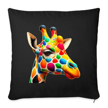 Girafe colorée et peinte comme Arlequin - Housse de coussin décorative 45 x 45 cm - noir - Devant
