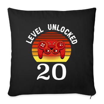 Level 20 unlocked 20 Birthday 20 years old - Sofa pillowcase 17,3'' x 17,3'' (45 x 45 cm) - black - Front