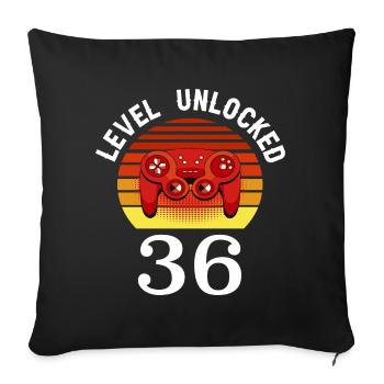 Level 36 unlocked 36 Birthday 36 years old - Sofa pillowcase 17,3'' x 17,3'' (45 x 45 cm) - black - Front