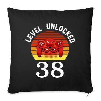 Level 38 unlocked 38 Birthday 38 years old - Sofa pillowcase 17,3'' x 17,3'' (45 x 45 cm) - black - Front