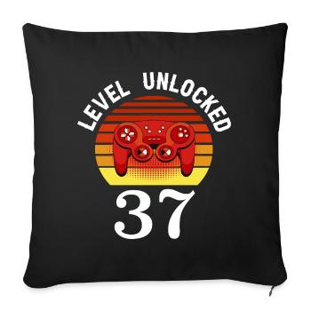 Level 37 unlocked 37 Birthday 37 years old - Sofa pillowcase 17,3'' x 17,3'' (45 x 45 cm) - black - Front