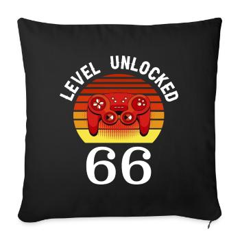 Level 66 unlocked 66 Birthday 66 years old - Sofa pillowcase 17,3'' x 17,3'' (45 x 45 cm) - black - Front